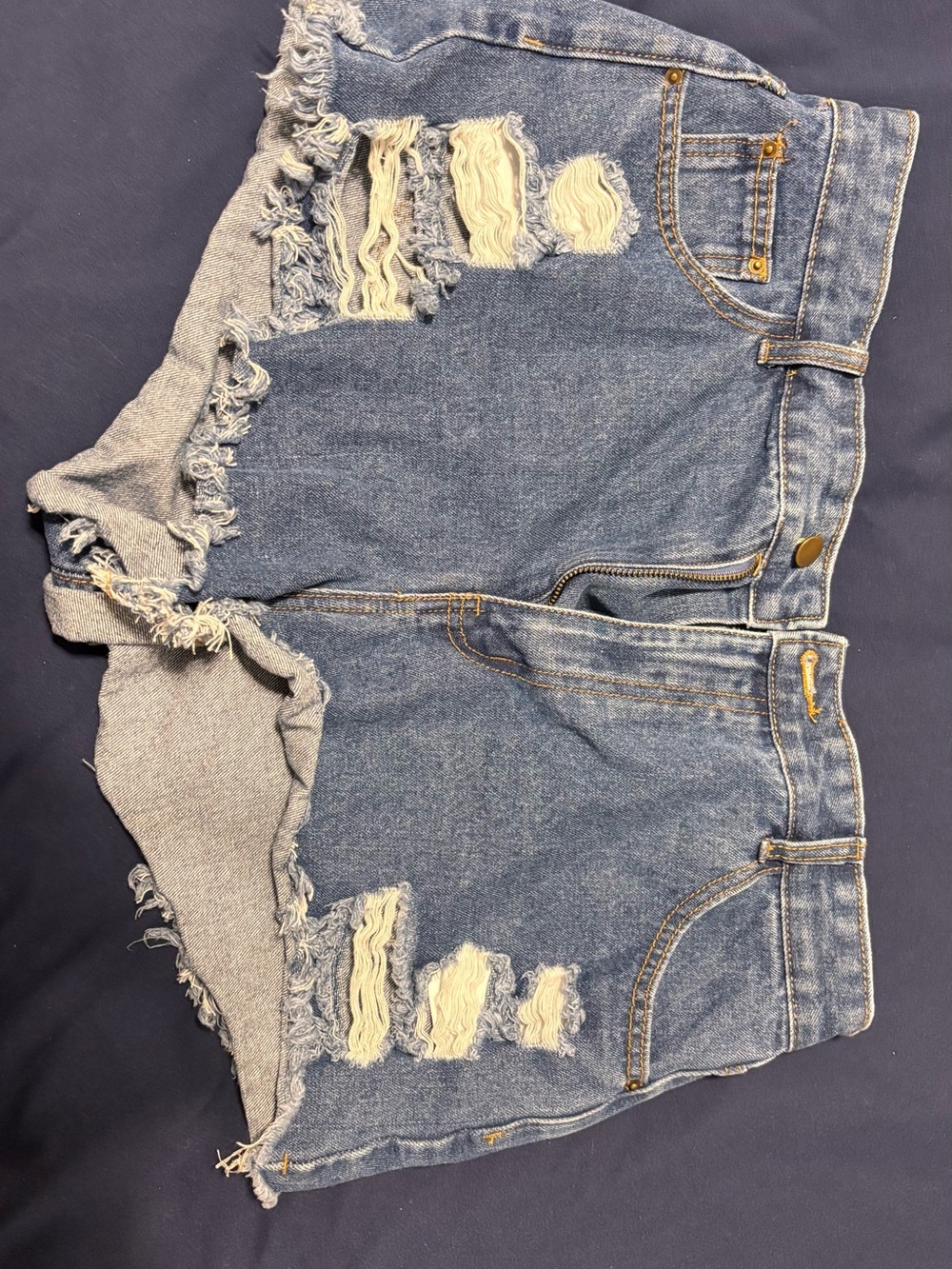 SHEIN Light Blue Distressed Denim Cutoff Shorts